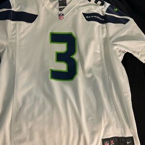 Seattle Seahawks White and Blue Jersey
